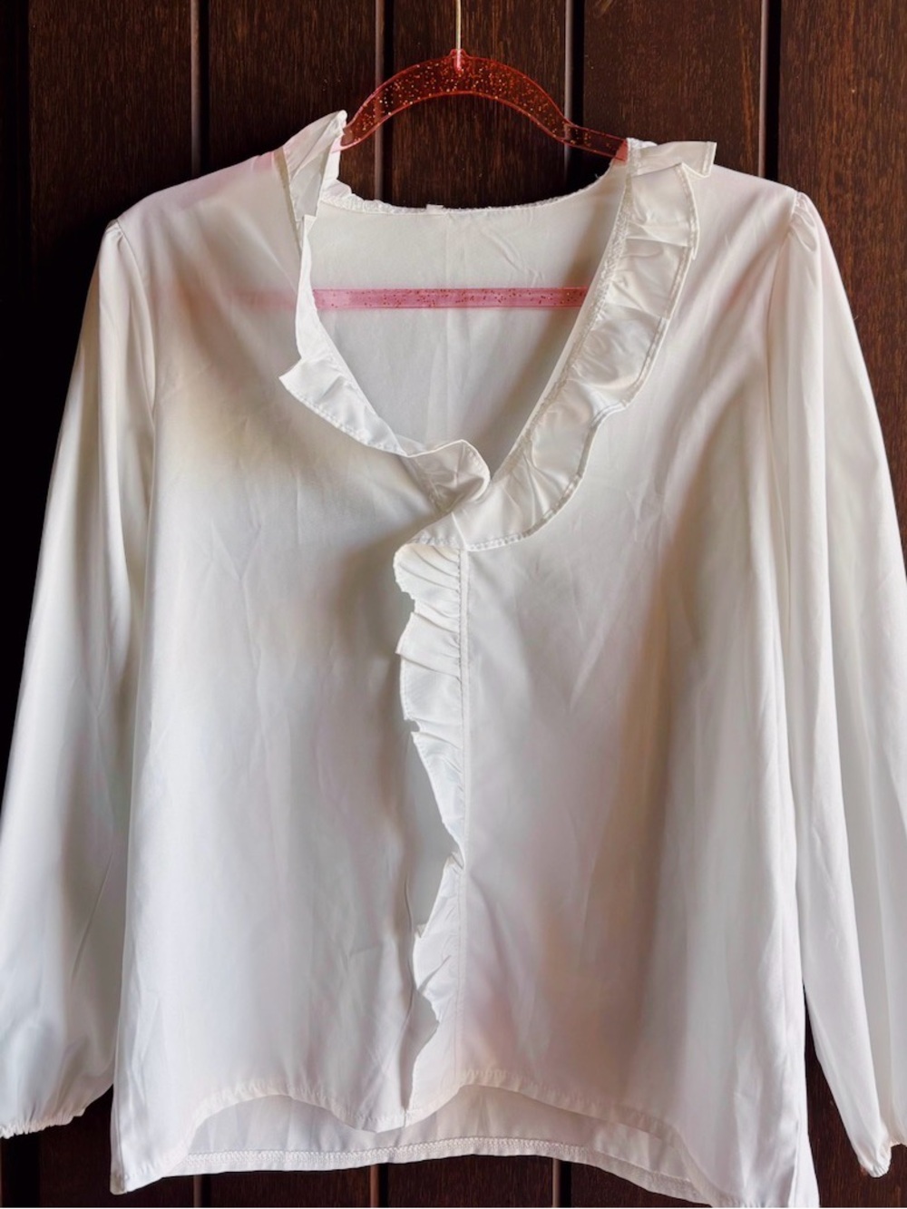 White Ruffle Front Blouse